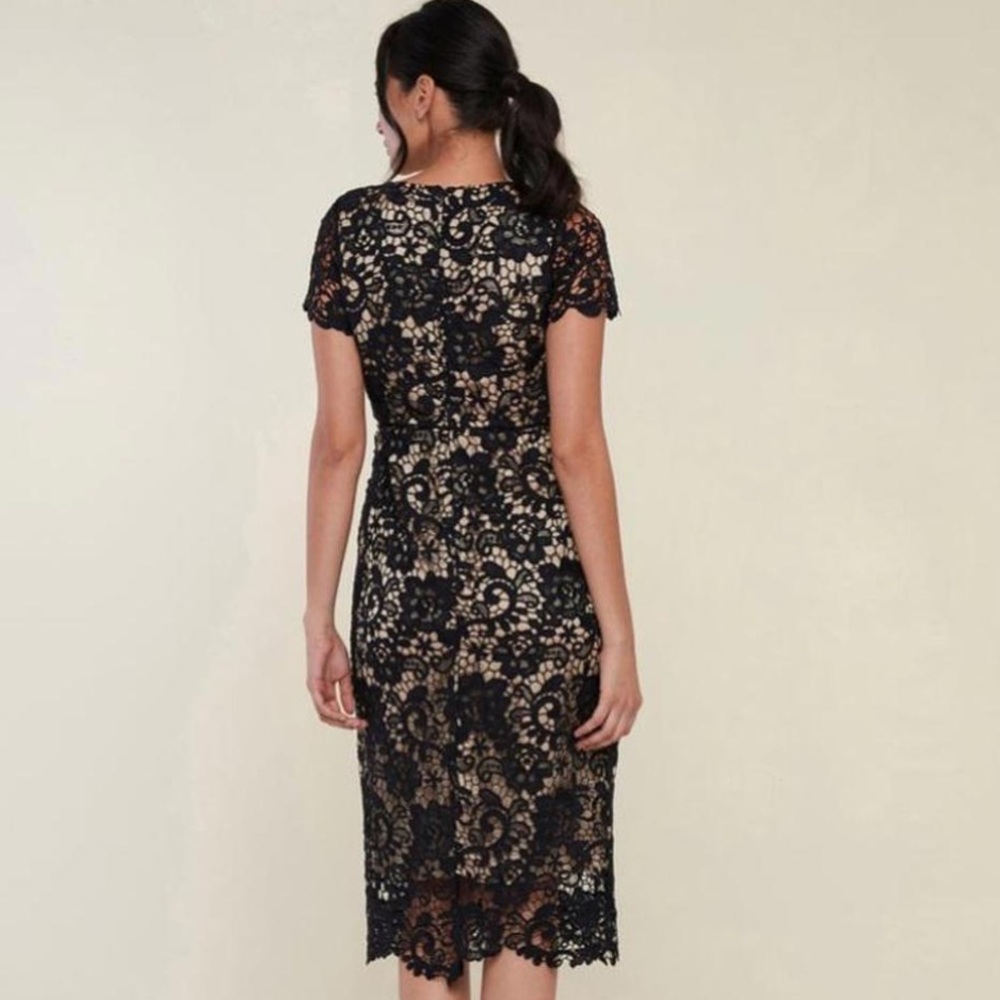 Rachel Parcell Black and Nude Sheath Midi Dress - Picture 3 of 3
